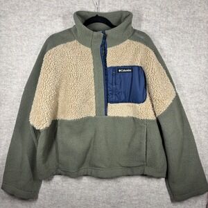 Columbia Fleece Sherpa Colorblock Quarter Zip Pullover Jacket Women's XXL